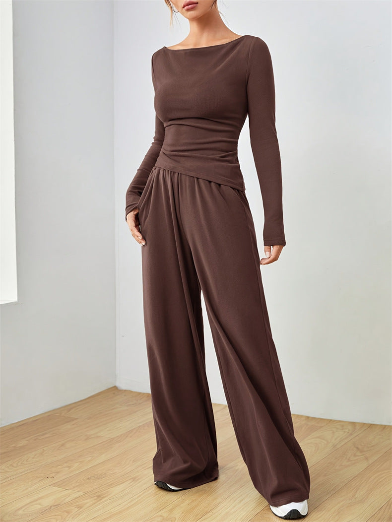 Wide-leg pants two-piece set