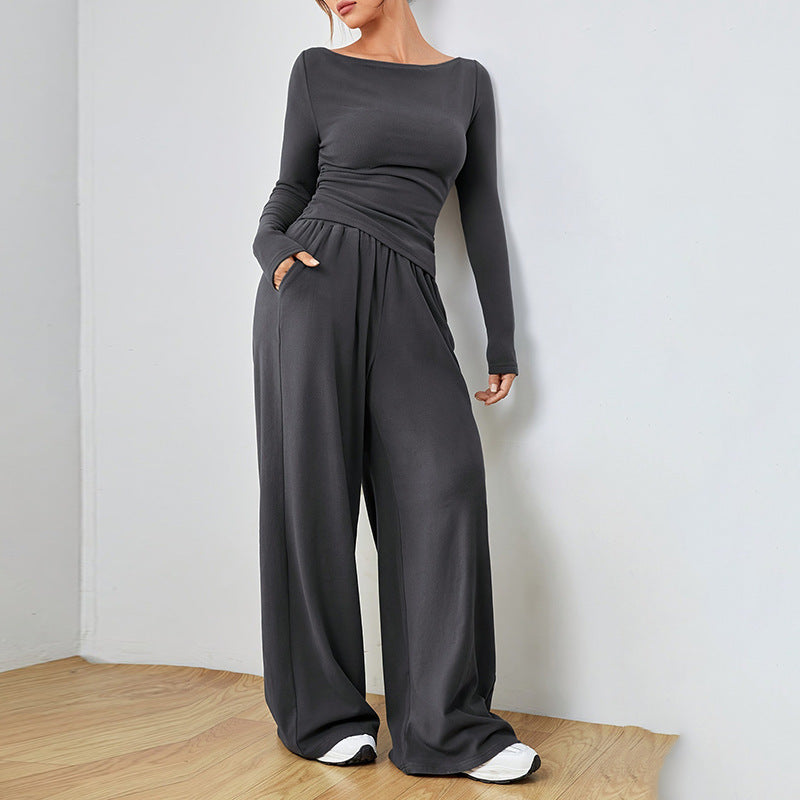 Wide-leg pants two-piece set