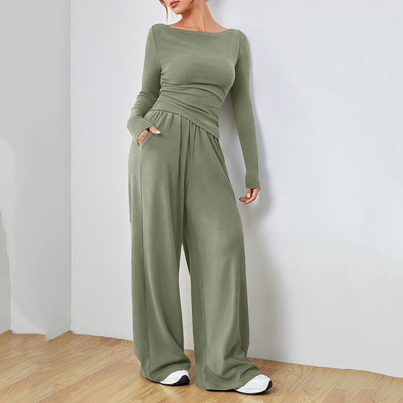 Wide-leg pants two-piece set