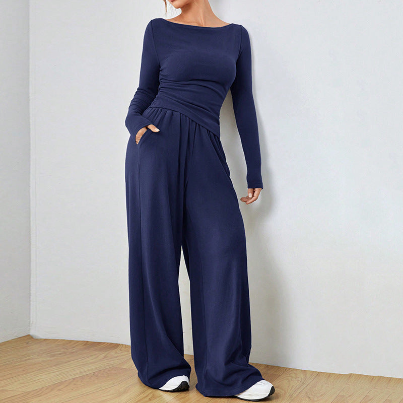 Wide-leg pants two-piece set