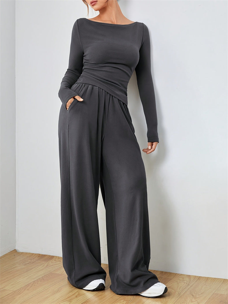 Wide-leg pants two-piece set