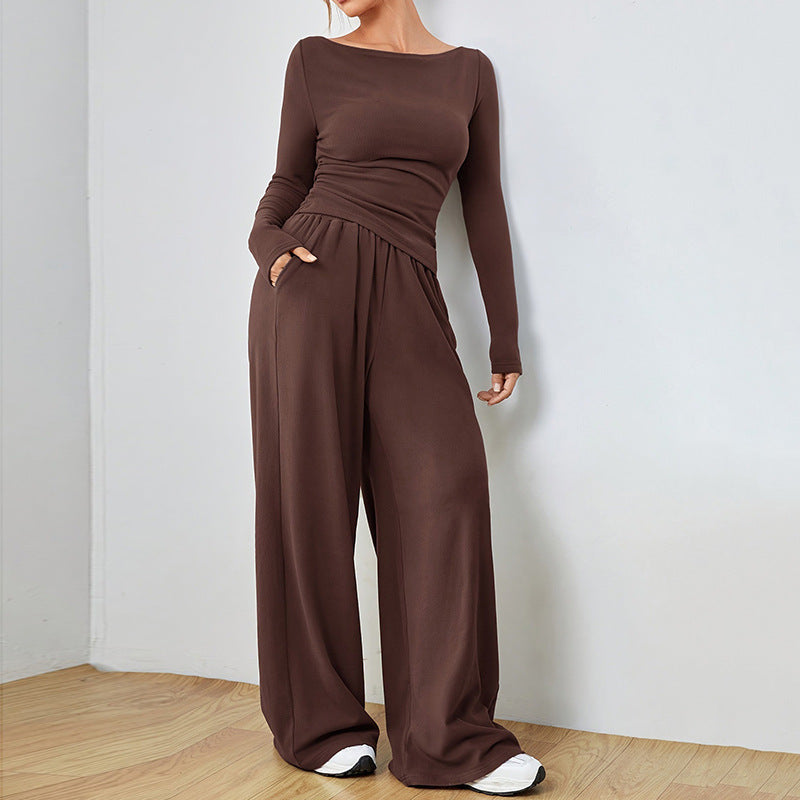 Wide-leg pants two-piece set