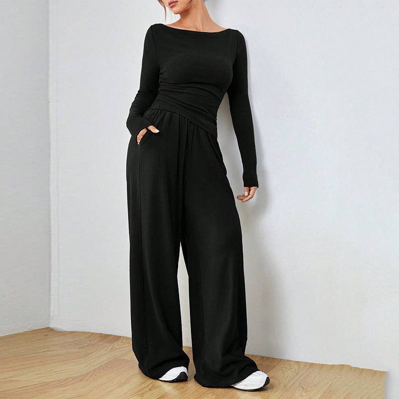 Wide-leg pants two-piece set