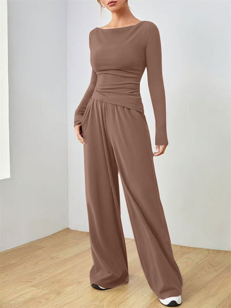 Wide-leg pants two-piece set